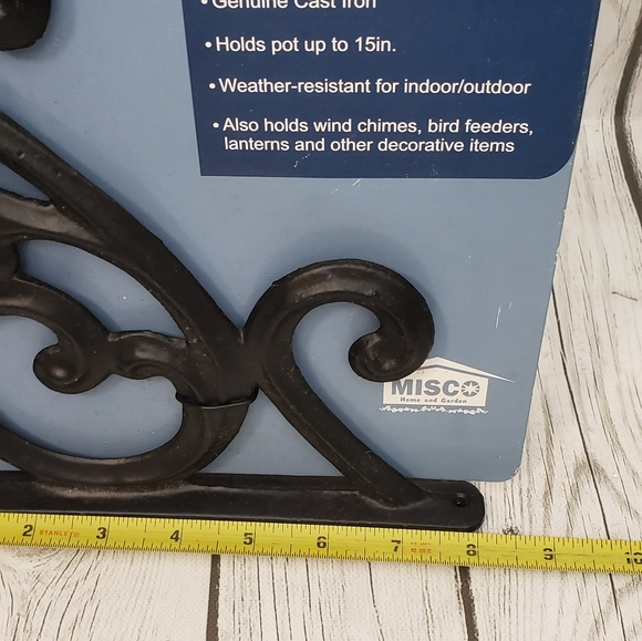 8.5" Cast Iron Wall Plant Bracket Holder MISCO scroll Pot Hook Hanger outdoor - Picture 5 of 5